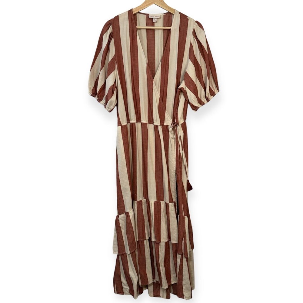 Knox Rose Puff Sleeve Tiered Wrap Maxi Dress 100% Cotton XL